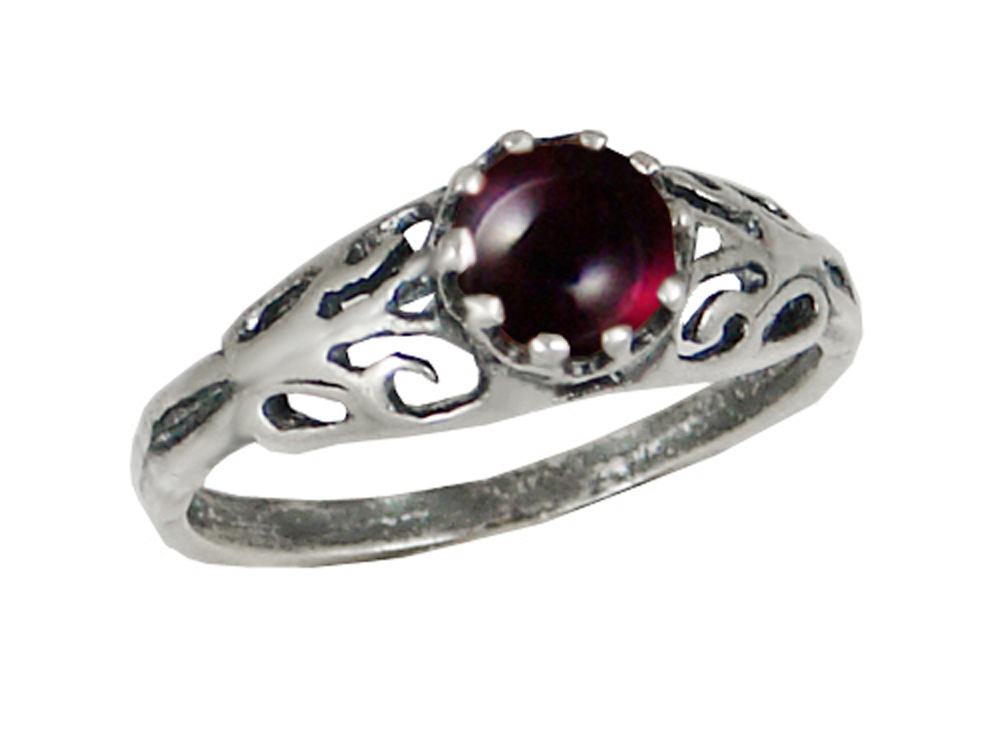 Sterling Silver Filigree Ring With Garnet Size 7